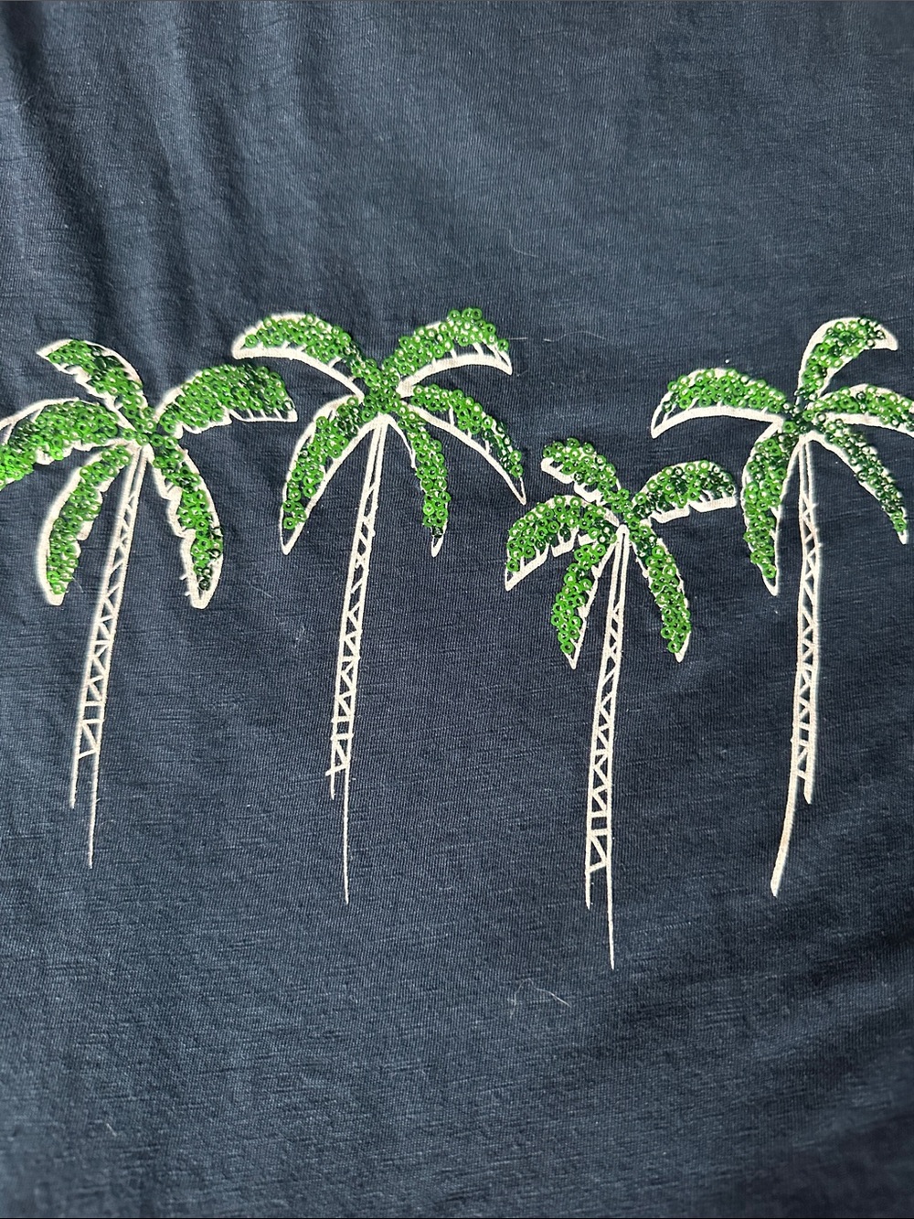 Fun sequins Navy Palm Tree Tee - Picture 4 of 6